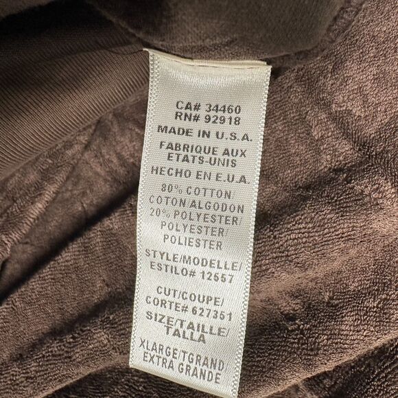 Juicy Couture Vintage Brown Velour Short Sleeve Zip Shirt Size XL - Picture 2 of 4